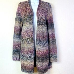 Natural Reflections Open Front Cardigan Size XL Long Sweater Purple Gray  Brown